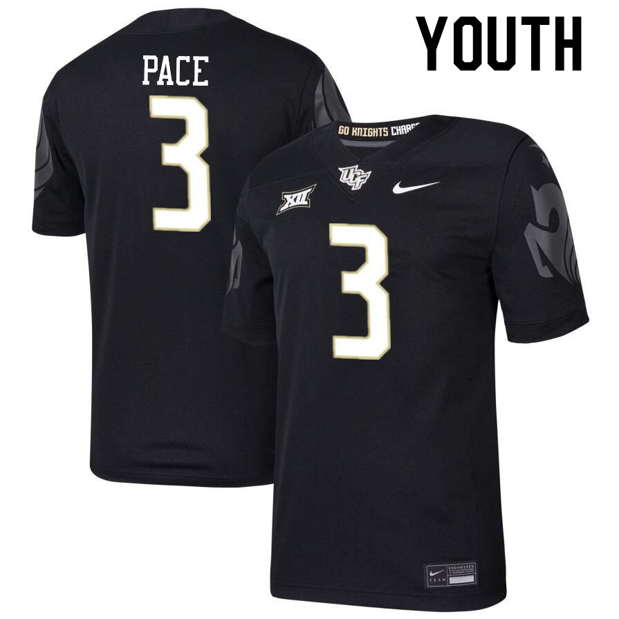 Youth #3 Deshawn Pace UCF Knights Big 12 Conference College Football Jerseys Stitched-Black